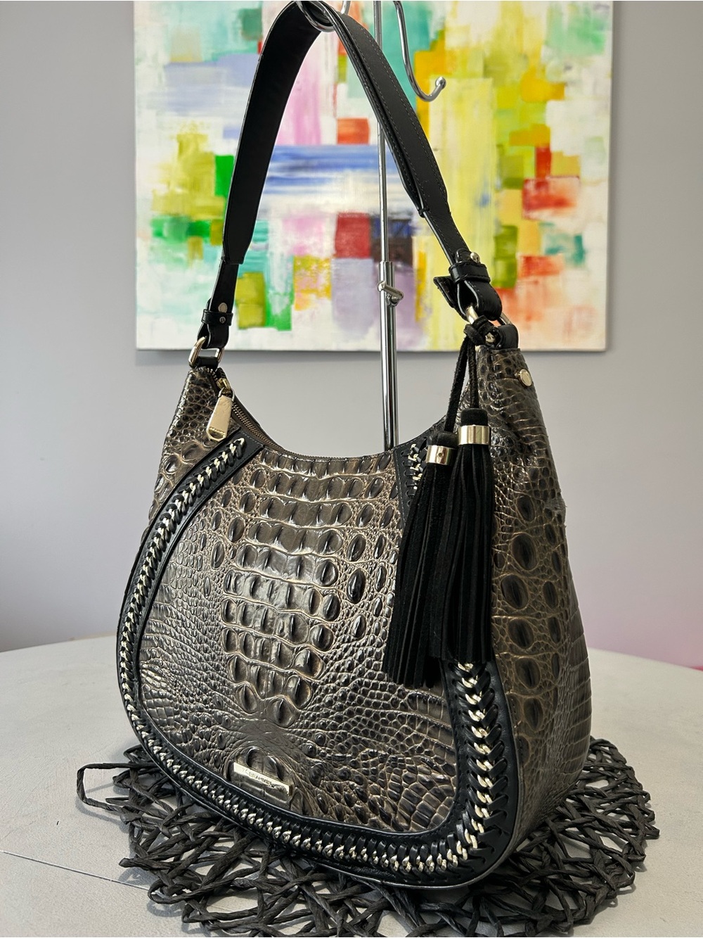 Brahmin Amira Hobo Graphite Aster